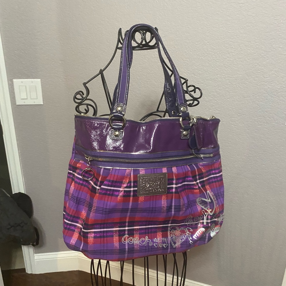 Coach plaid purple pink and red - poppy collection